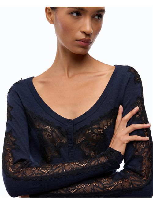 Cardigan in lana con inserti in pizzo PINKO | 107774A3O1/G03